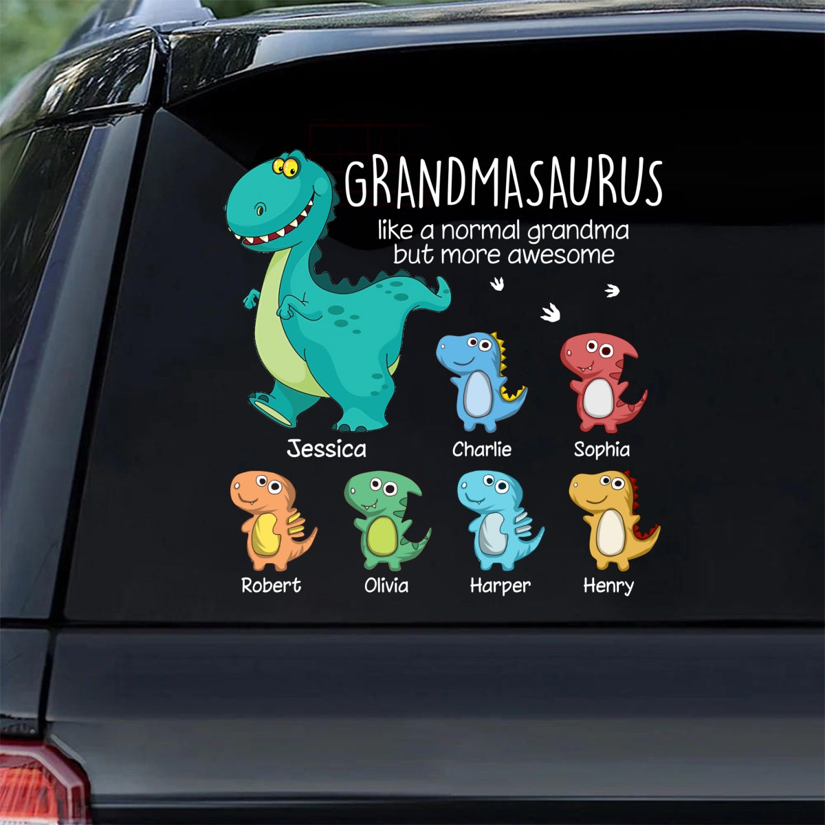 Grandmasaurus And Kids Decor For Grandma On Car Window Fridge Personalized Decal