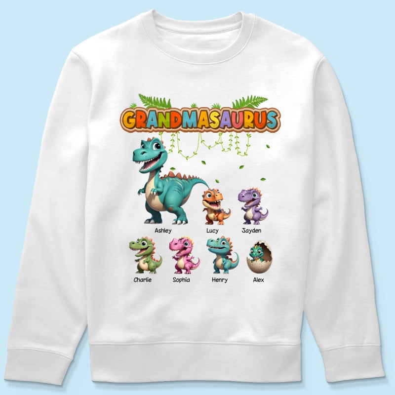 Grandmasaurus And Kids Colorful 3D Effect Cute Dinosaurs Personalized Shirt, Gift For Grandma