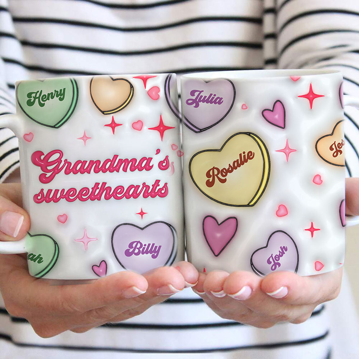 Grandma's Sweethearts Personalized 3D Inflated Effect Mug, Gift for Grandma