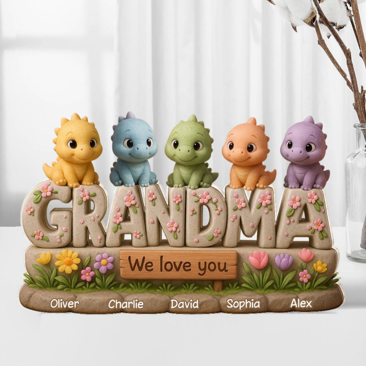 Grandmasaurus Custom Shaped Personalized Acrylic Block Plaque, Perfect 2025 Gift For Mom, For Grandma