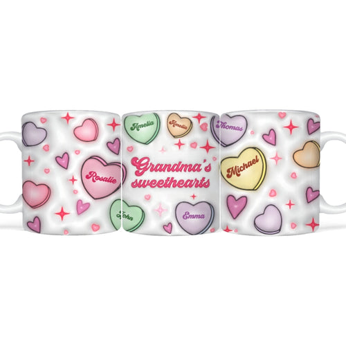 Grandma's Sweethearts Personalized 3D Inflated Effect Mug, Gift for Grandma