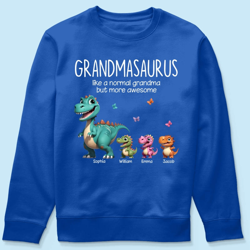 Grandmasaurus And Kids 3D Effect Dinosaurs Personalized Dark Color Shirt, Gift For Grandma