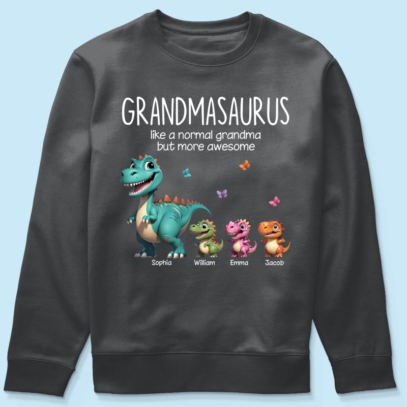 Grandmasaurus And Kids 3D Effect Dinosaurs Personalized Dark Color Shirt, Gift For Grandma