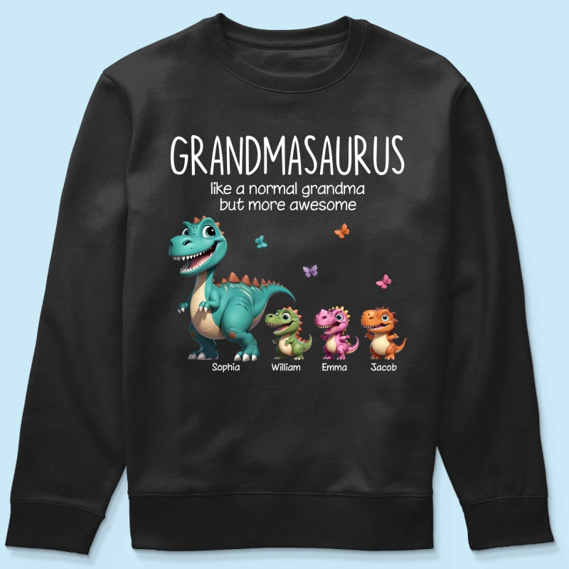 Grandmasaurus And Kids 3D Effect Dinosaurs Personalized Dark Color Shirt, Gift For Grandma