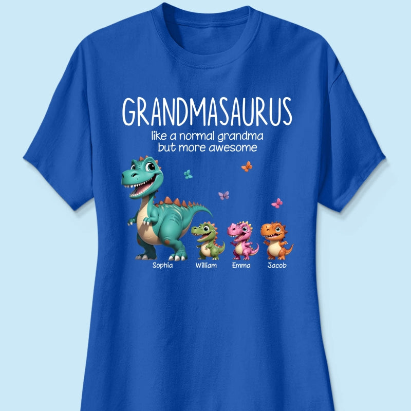 Grandmasaurus And Kids 3D Effect Dinosaurs Personalized Dark Color Shirt, Gift For Grandma