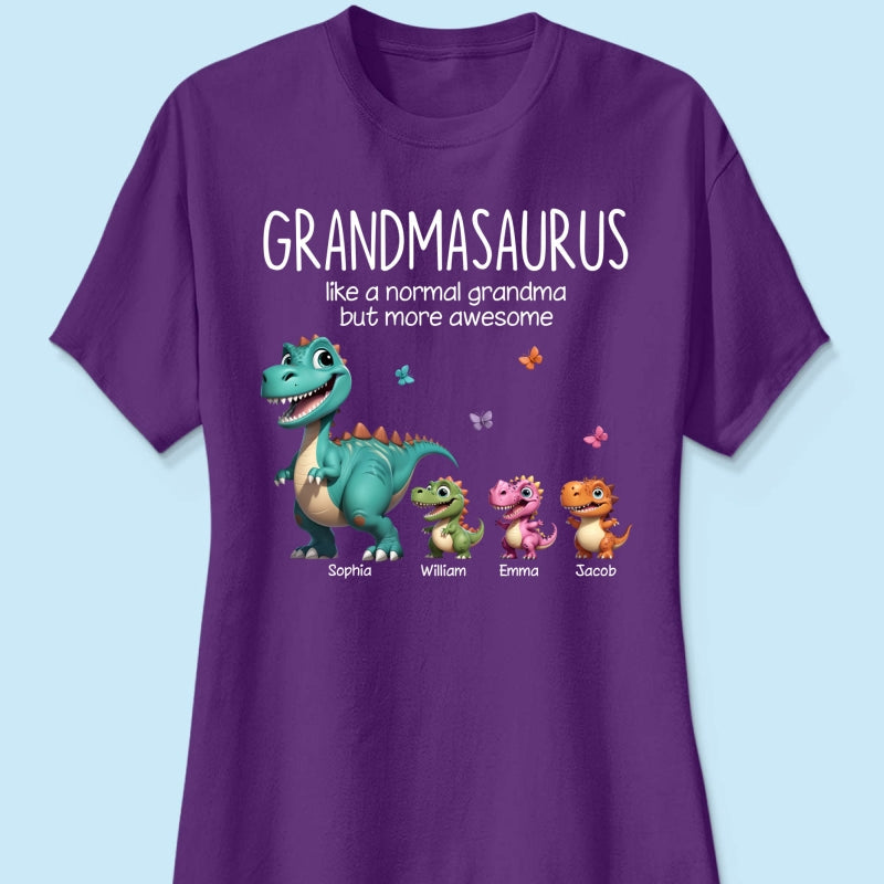 Grandmasaurus And Kids 3D Effect Dinosaurs Personalized Dark Color Shirt, Gift For Grandma