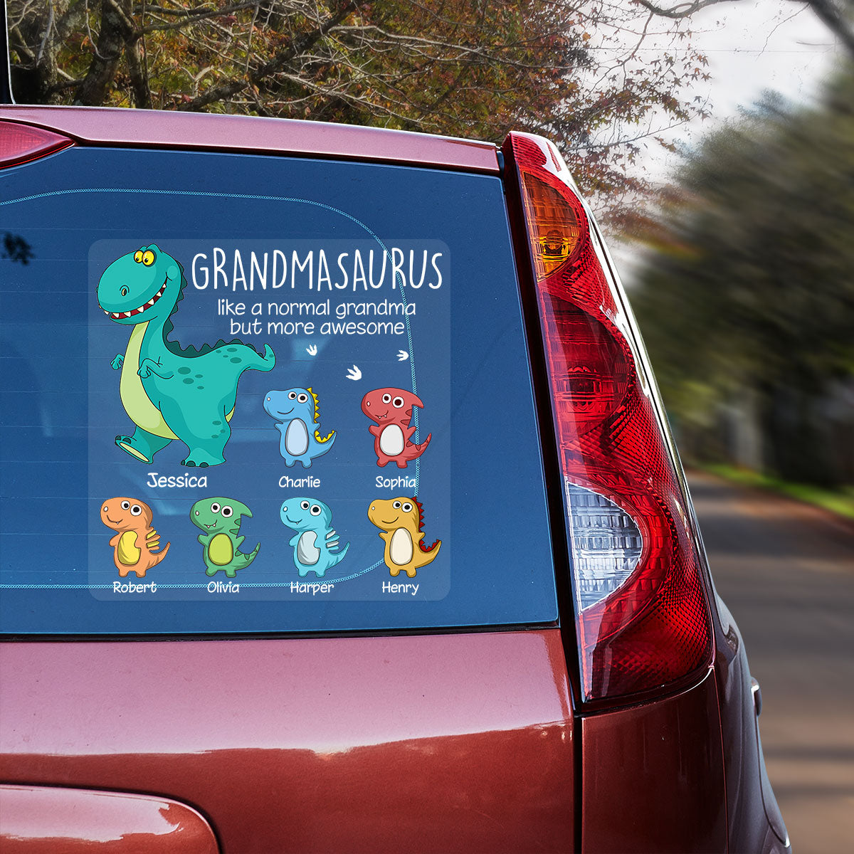 Grandmasaurus And Kids Decor For Grandma On Car Window Fridge Personalized Decal