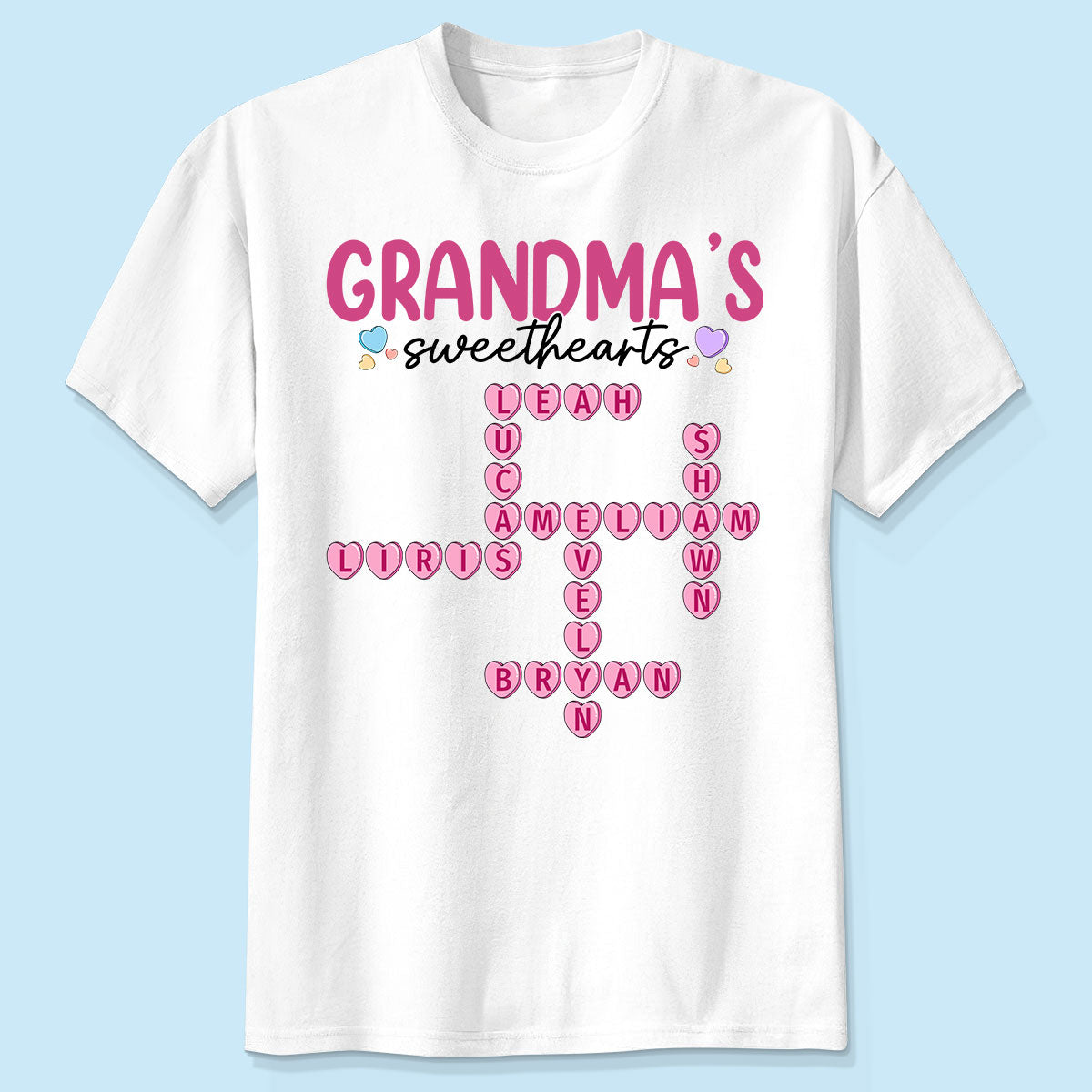 Grandma's Sweethearts Unique Crossword Puzzle Personalized Shirt