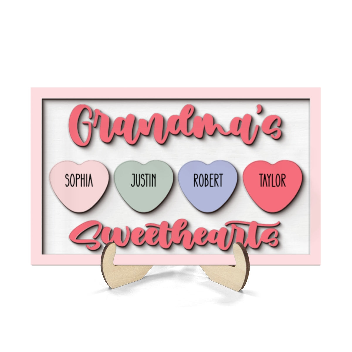 Grandma's Sweethearts Name Sign Personalized 2-Layer Wooden Plaque