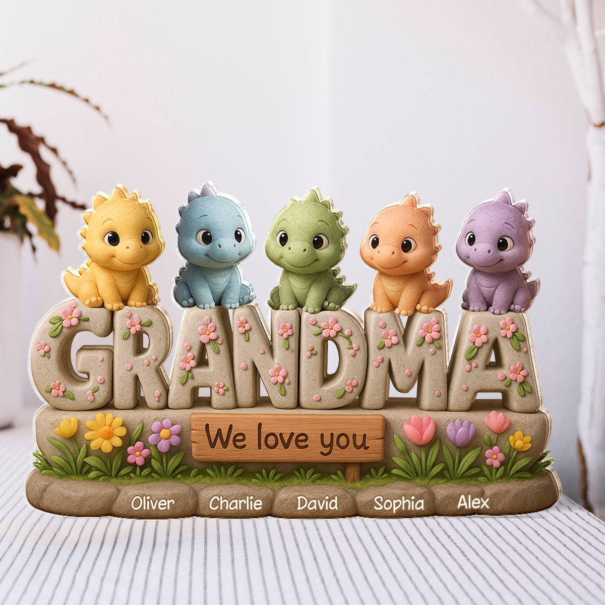 Grandmasaurus Custom Shaped Personalized Acrylic Block Plaque, Perfect 2025 Gift For Mom, For Grandma