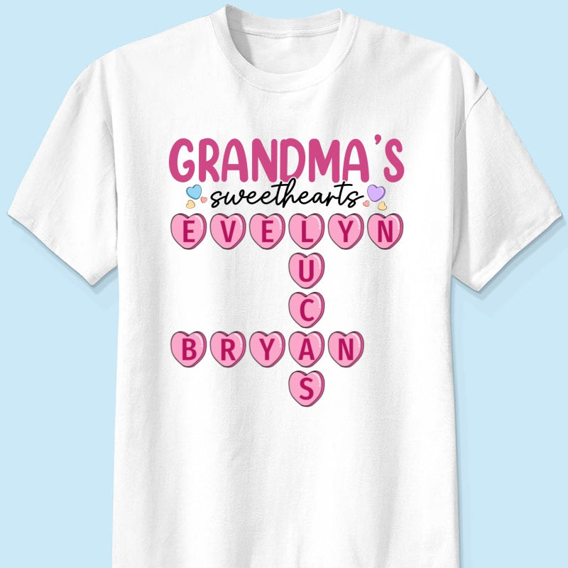 Grandma's Sweethearts Unique Crossword Puzzle Personalized Shirt