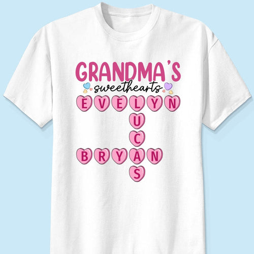 Grandma's Sweethearts Unique Crossword Puzzle Personalized Shirt