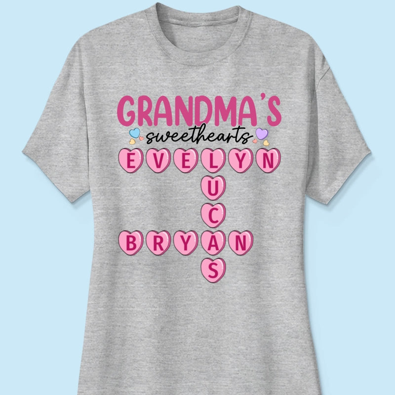 Grandma's Sweethearts Unique Crossword Puzzle Personalized Shirt