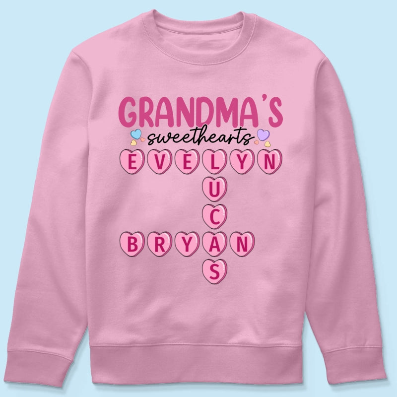 Grandma's Sweethearts Unique Crossword Puzzle Personalized Shirt