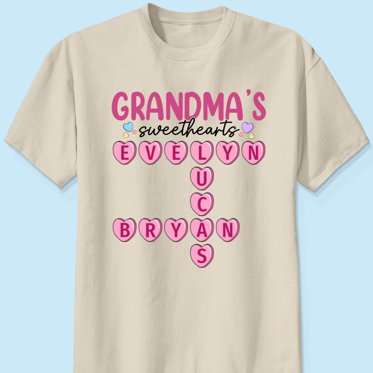 Grandma's Sweethearts Unique Crossword Puzzle Personalized Shirt