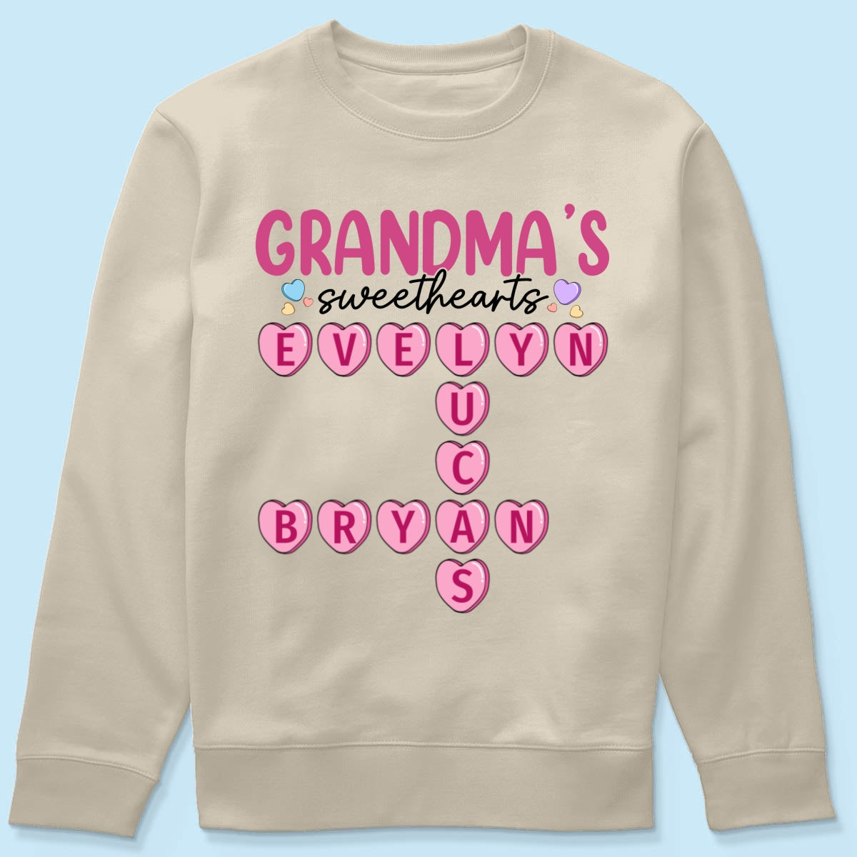 Grandma's Sweethearts Unique Crossword Puzzle Personalized Shirt