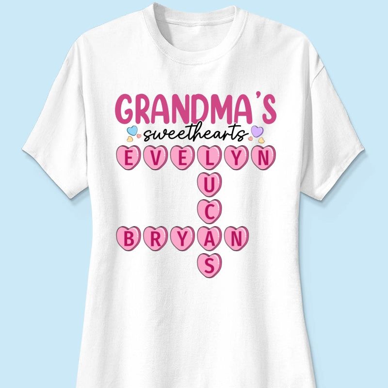 Grandma's Sweethearts Unique Crossword Puzzle Personalized Shirt