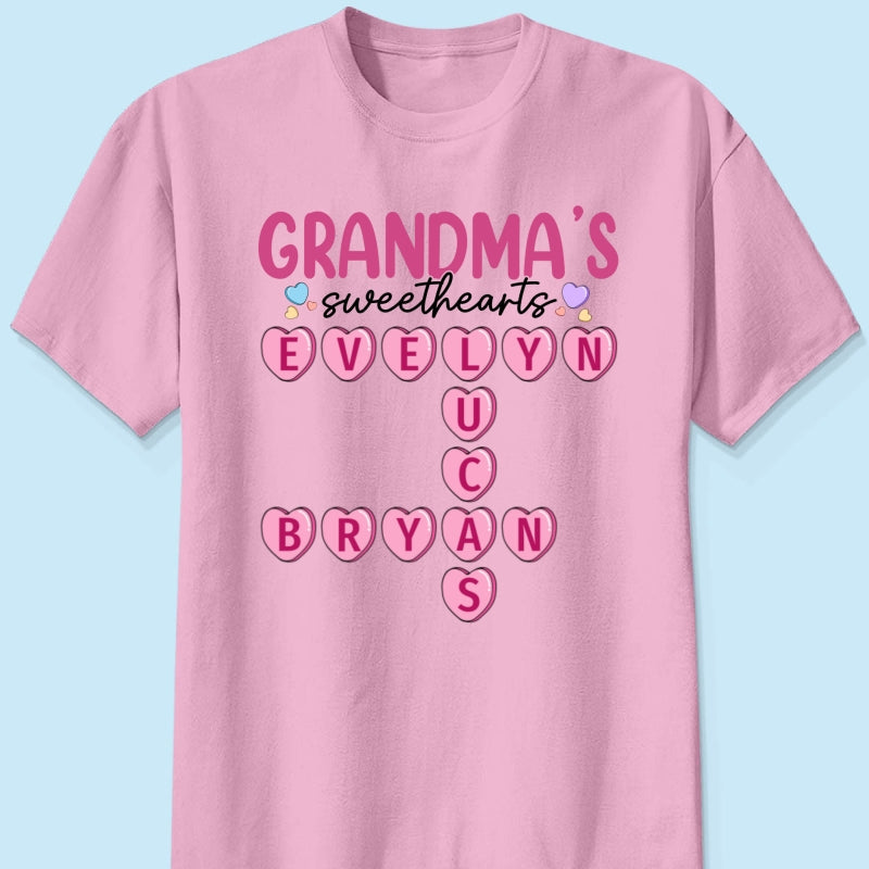 Grandma's Sweethearts Unique Crossword Puzzle Personalized Shirt