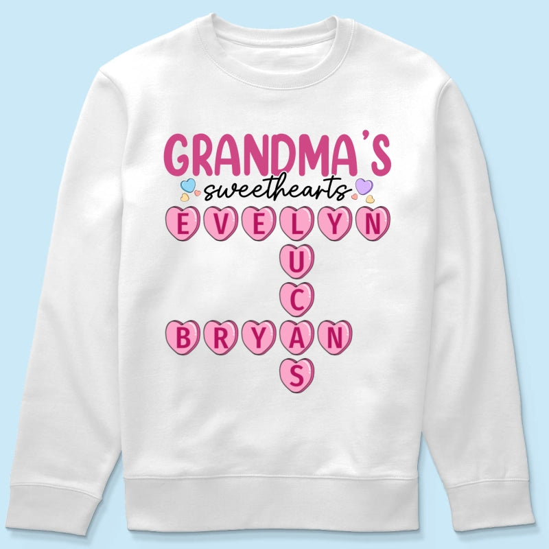 Grandma's Sweethearts Unique Crossword Puzzle Personalized Shirt